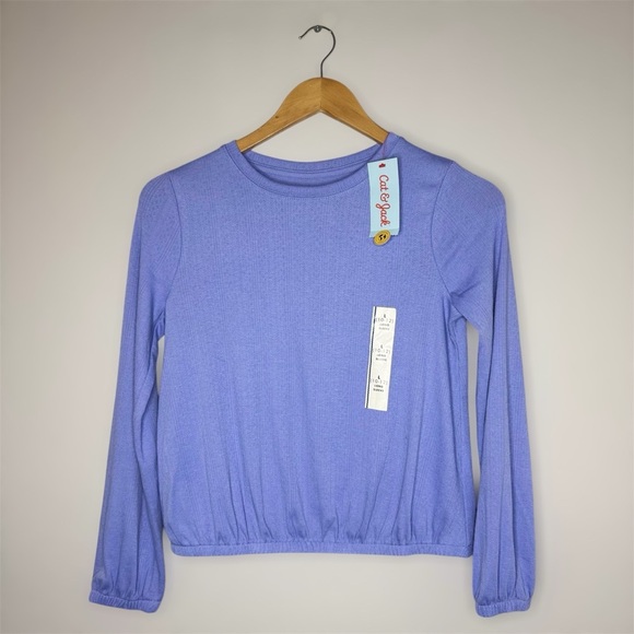 New Cat & Jack Girls/Periwinkle Lilac Long Sleeve Knit Top Large (10-12) - Picture 1 of 8